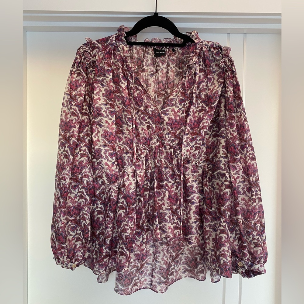 Isabel Marant Floral Print- Ruffled- Silk Blouse- French Size 36